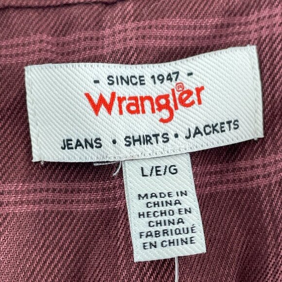 Wrangler Womens Burgundy Plaid 3/4 Sleeve Top L Viscose NWT 3299 - Picture 4 of 9
